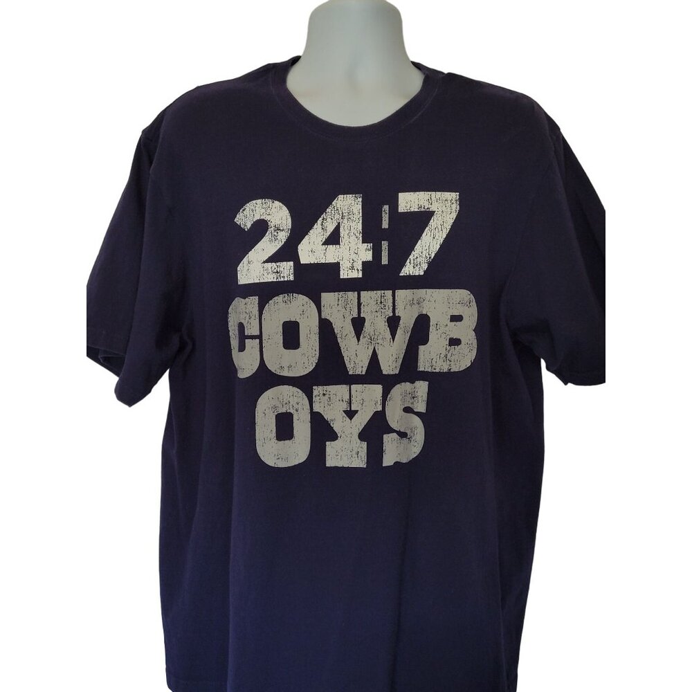 Dallas Cowboys 24/7 Graphic T-Shirt Navy Blue XL Authentic Apparel Cotton Unisex